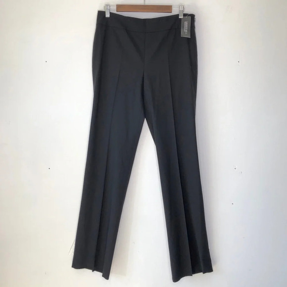 Lafayette 148 New York Black Pleated Straight Leg Side Zip Pants Size 10 NWT - Picture 2 of 12